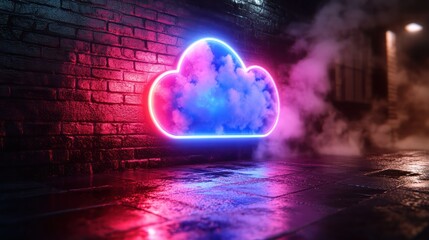 Neon Cloud Alleyway Sign.
