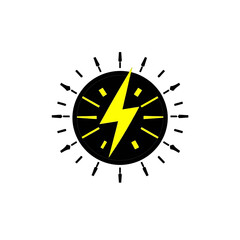 Illustration of yellow lightning bolt power energy electricity electric current strength icon symbol design