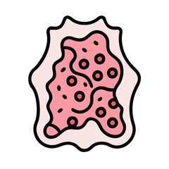 Abstract pink spot with circles on a black background