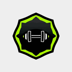 Fitness gym dumbbell workout logo design for strength training and bodybuilding icon vector illustration