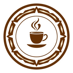 Coffee shop logo design vector graphic illustration brown and white circle frame cafe restaurant beverage 100