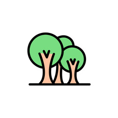 Tree colored icons, minimalist vector illustration ,simple transparent graphic element .Isolated on white background