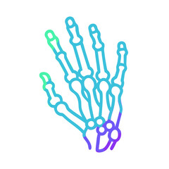 Fototapeta premium Gradient colored skeleton hand graphic illustration against black background
