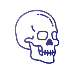 Gradient Line Art Skull Isolated on Black Background