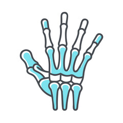 Human hand bones vector graphic illustration on black background