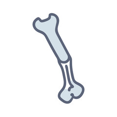 Cartoon bone icon on solid black background illustration