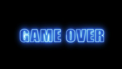  Game over neon sign. Neon sign Game over. Game over logo symbol.
