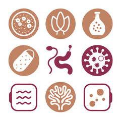 Collection of brown and white infection and nature icons