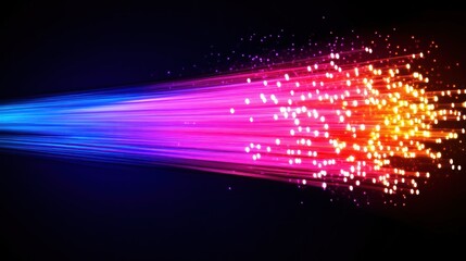 Abstract vibrant light streaks and particles