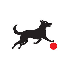 Dog Chasing Ball Silhouette Vector