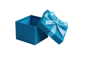 A Vibrant Blue Gift Box with a Matching Bow Against a Black Background, Perfect for Celebrations and Surprise Unveilings, Ideal for Every Occasion
