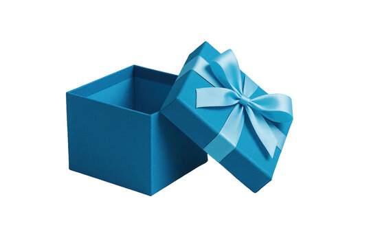 A Vibrant Blue Gift Box with a Matching Bow Against a Black Background, Perfect for Celebrations and Surprise Unveilings, Ideal for Every Occasion