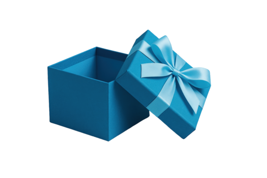 A Vibrant Blue Gift Box with a Matching Bow Against a Black Background, Perfect for Celebrations and Surprise Unveilings, Ideal for Every Occasion