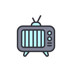 Retro TV colored icons, minimalist vector illustration ,simple transparent graphic element .Isolated on white background
