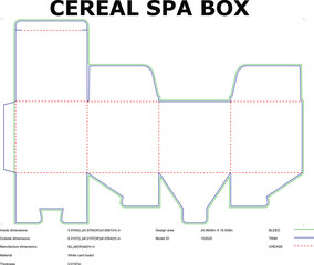 Cereal Box Packaging Die Cut Template Layout With Bleed And Trim Lines