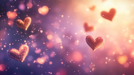 Romantic hearts in soft focus bokeh