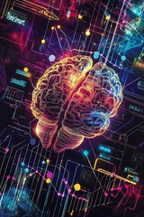 Fototapeta premium A colorful brain with a red and yellow section