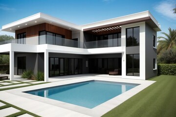 Fototapeta premium Modern house with pool
