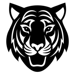 Fototapeta premium Black and White Tiger Head Illustration