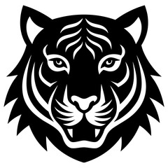 Obraz premium Black and White Tiger Head Illustration