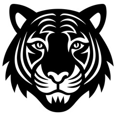 Black and White Tiger Head Illustration