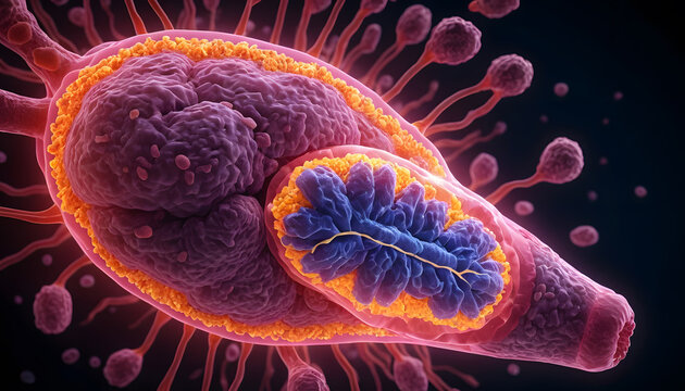Microscopic View of Trypanosoma Cruzi Parasite: A Detailed 3D Rendering of the Chagas Disease Pathogen