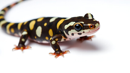Obraz premium Bold highcontrast image of spotted salamander on white background