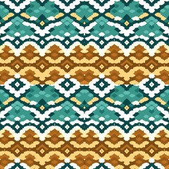 Elegant Floral Fabric Patterns Ikat Inspired Textile Design