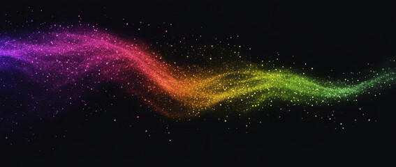 Colorful abstract wave with gradient of rainbow colors on black background, creating vibrant and dynamic visual effect that evokes sense of energy and creativity