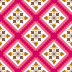 Tribal indian seamless pattern. Color mexican, aztec and maya ornament, ethnic stylish fabric geometric print wallpaper texture vector set. Unique folk, national culture collection