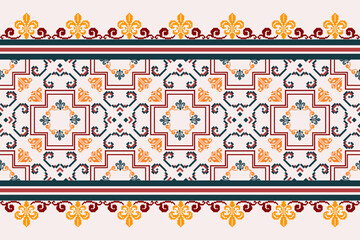 Tribal indian seamless pattern. Color mexican, aztec and maya ornament, ethnic stylish fabric geometric print wallpaper texture vector set. Unique folk, national culture collection