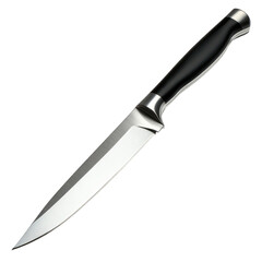 Fototapeta premium thin fillet knife with a flexible stainless steel blade and black rubberized grip, isolated on a transparent