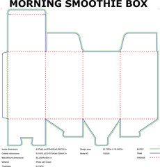 Morning Smoothie Box Die Cut Template Blueprint With Dimensions For Cardboard Packaging