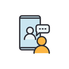 Video call colored icons, minimalist vector illustration ,simple transparent graphic element .Isolated on white background