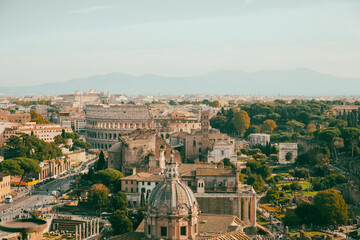 Fototapeta premium Senatorial Palace. 12th century municipal building on Roman foundations with a bell tower, Michelangelo elements. Rome, Italy