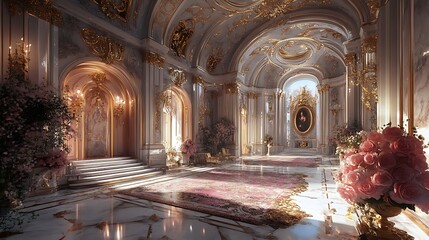 Obraz premium Stunning blend of Rococo design with vibrant lighting creating a luxurious setting image