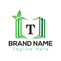 Green leaf eco icon vector design symbolizes a natural and organic company logo concept T logo template