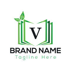 Green leaf eco icon vector design symbolizes a natural and organic company logo concept V logo template