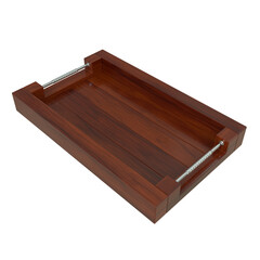 Wooden Serving Tray, 3d illustration isolated on white background