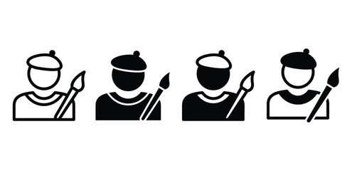 Artist Icons Black and White Silhouette Vector Design Illustration