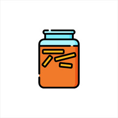 medicine bottle and glass