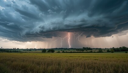 storm clouds over the field