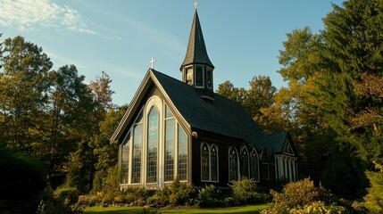 Picturesque Church in Autumnal Setting