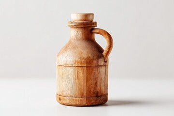 rustic wooden milk churn elegantly isolated on pristine white background showcasing traditional rural craftsmanship