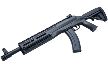 A tactical pump-action shotgun isolated on PNG