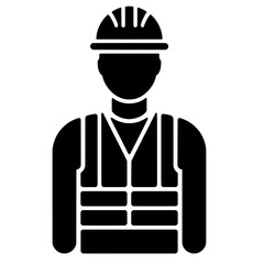 Full body construction worker icon