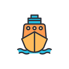 Ship colored icons, minimalist vector illustration ,simple transparent graphic element .Isolated on white background
