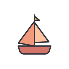 Sailboat colored icons, minimalist vector illustration ,simple transparent graphic element .Isolated on white background