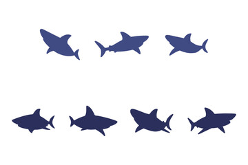 Shark Fish Silhouette Icon Set