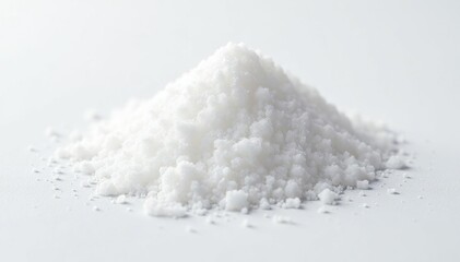 Crystalline sugar granules on pure white background, background, powder